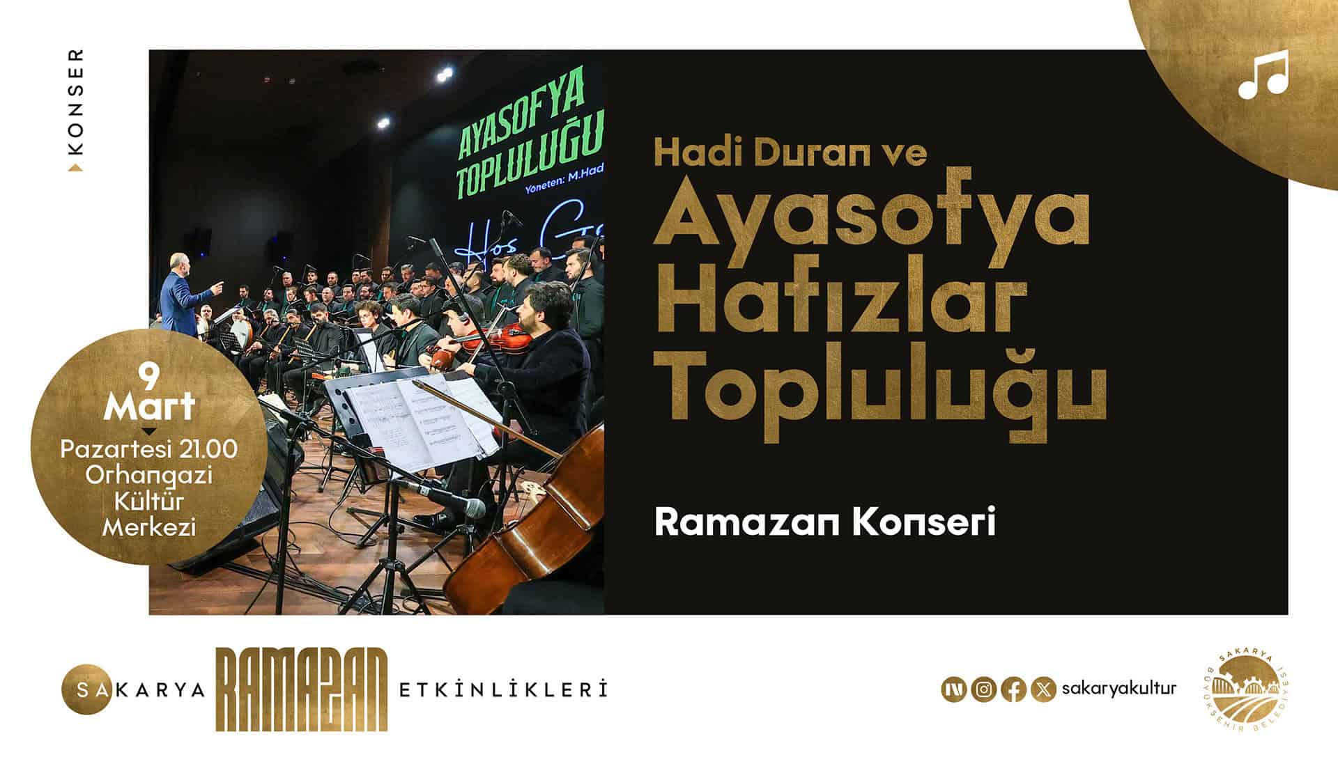 Hadi Duran ve Ayasofya Hafızlar Topluluğu Sakarya'da Tasavvuf Müziğiyle Ramazan Akşamına Renk Katacak